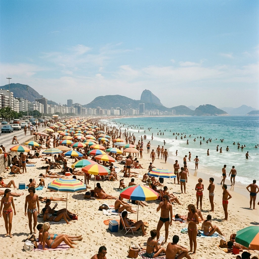 A 1970s Rio de Janeiro beach scene on Kodachrome