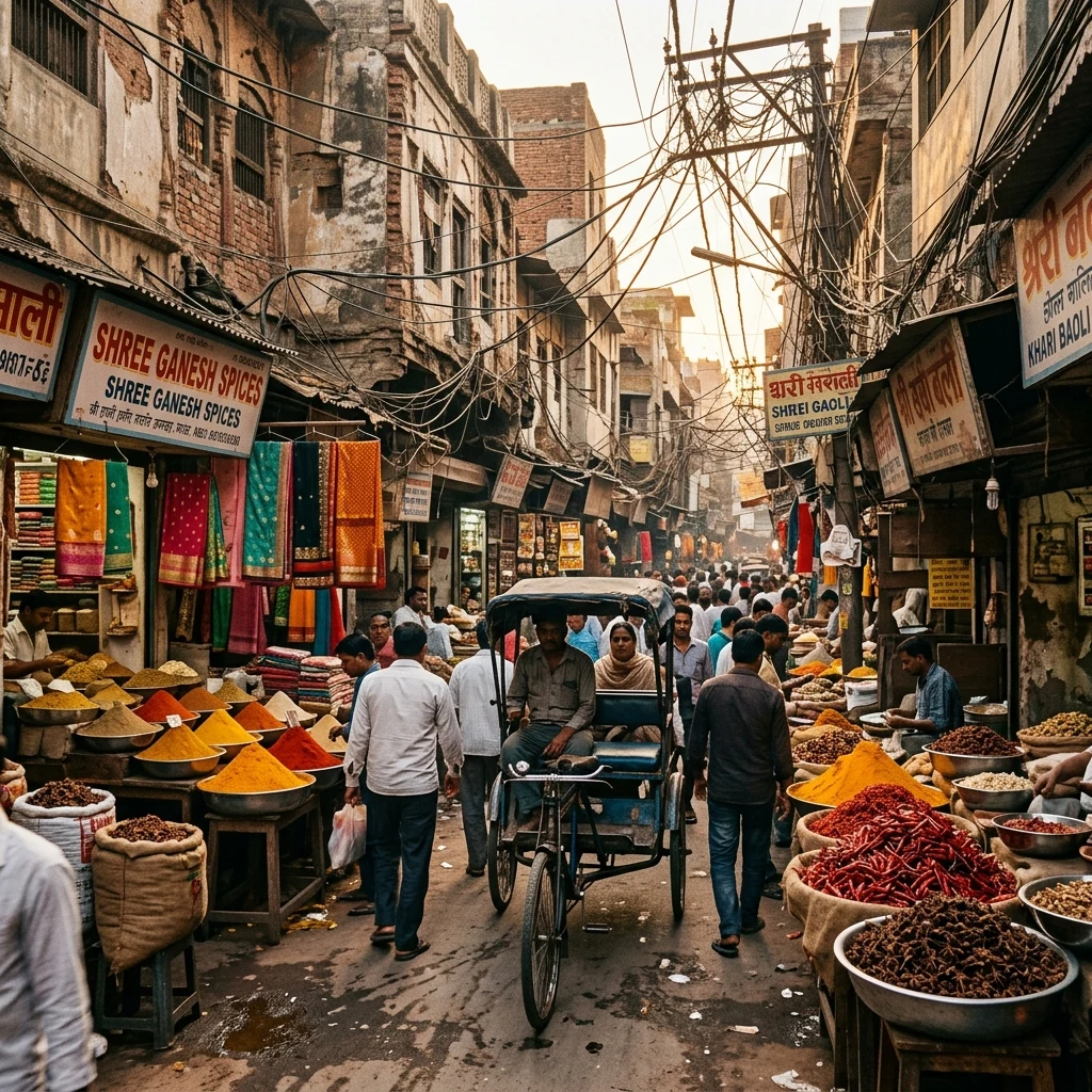 A street market in Old Delhi