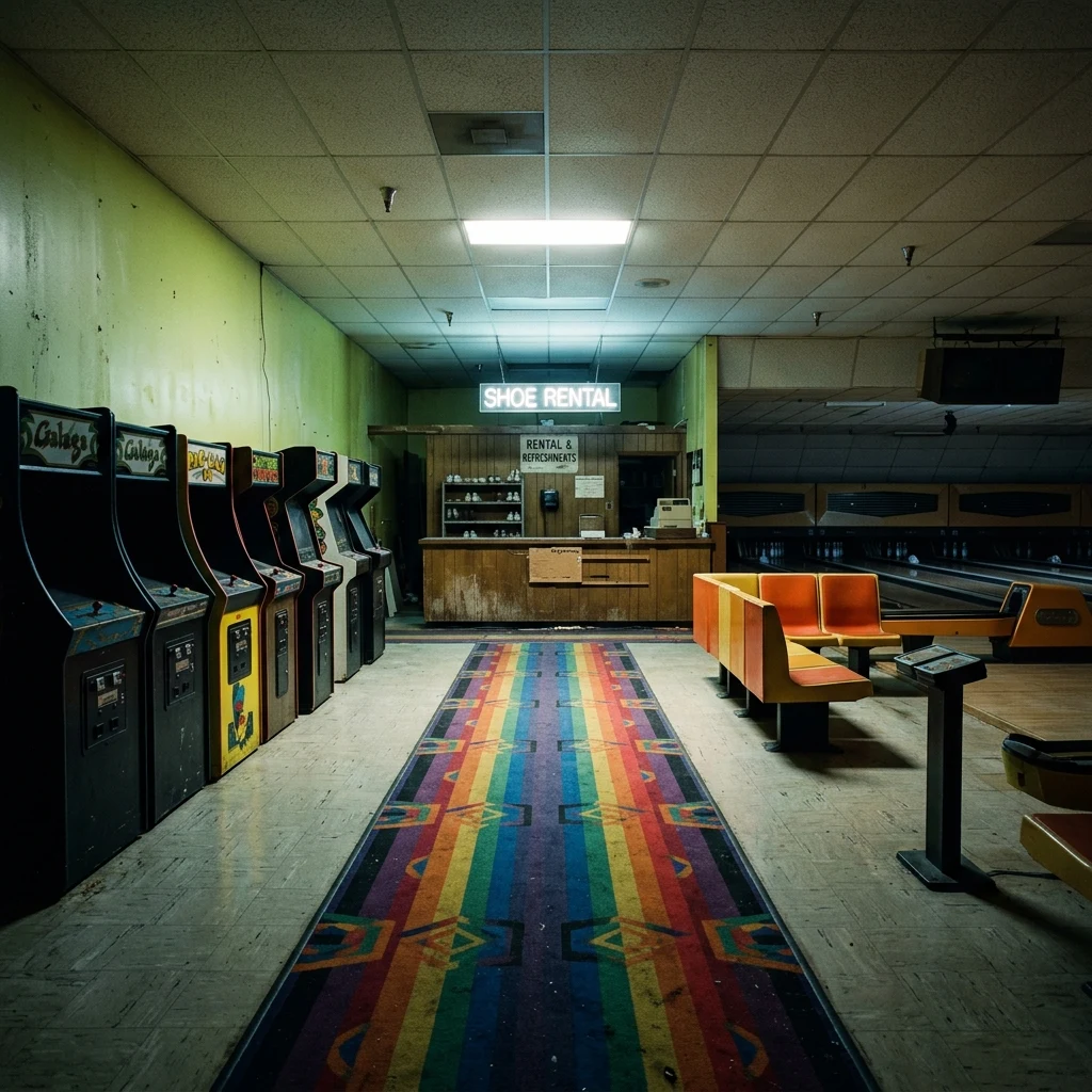 Quiet bowling alley with vintage arcade games