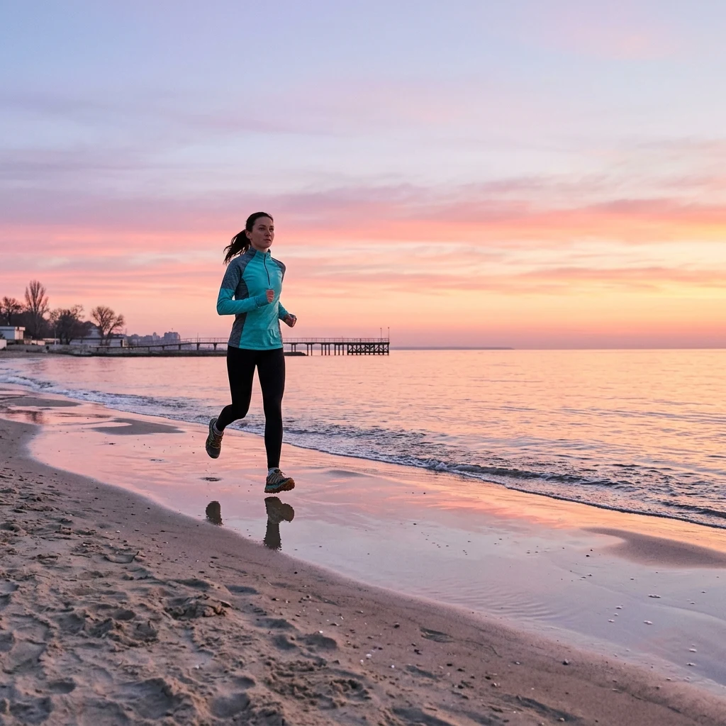 Runner on the beach at first light