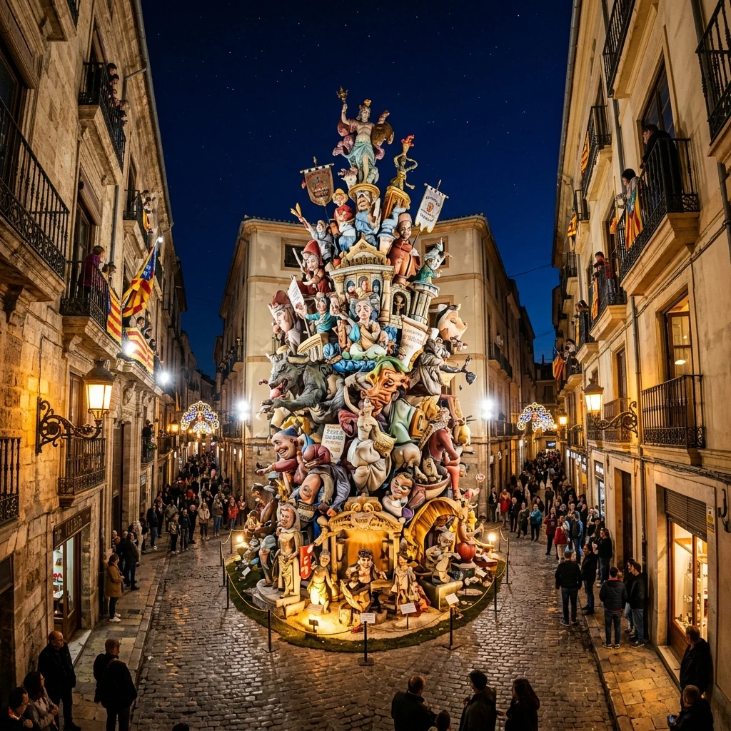 Large colorful sculpture on a city street