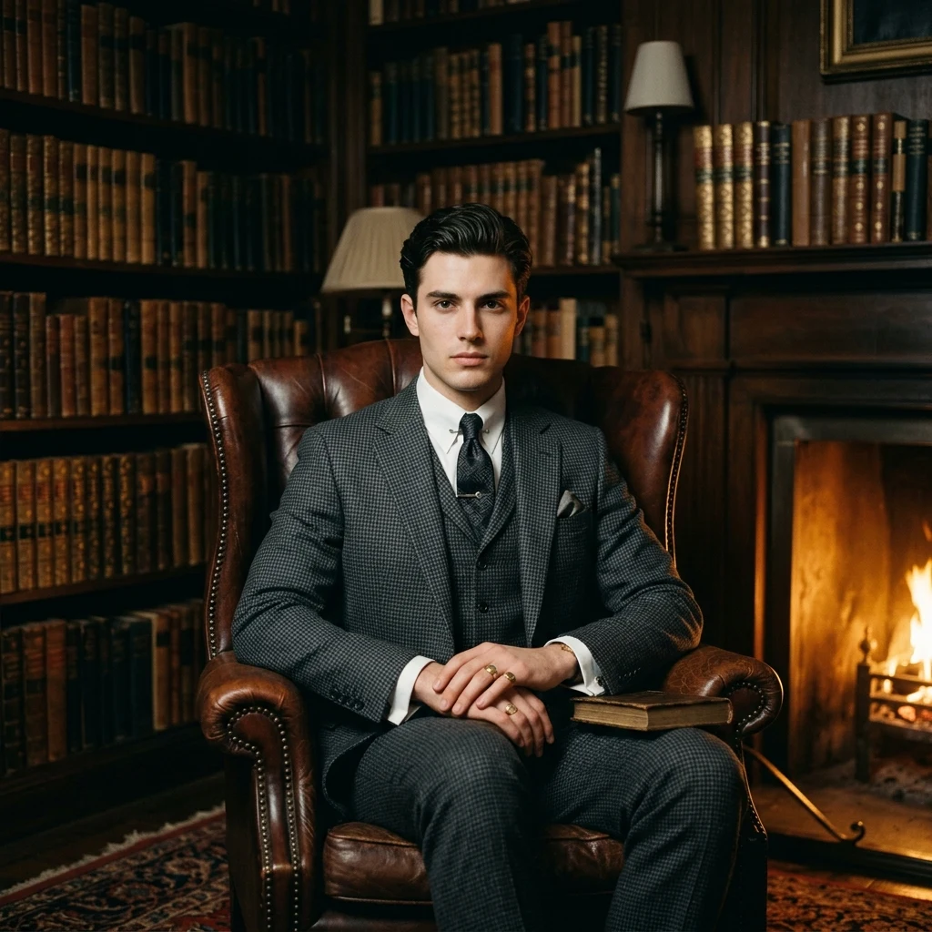 Person reading in a cozy library