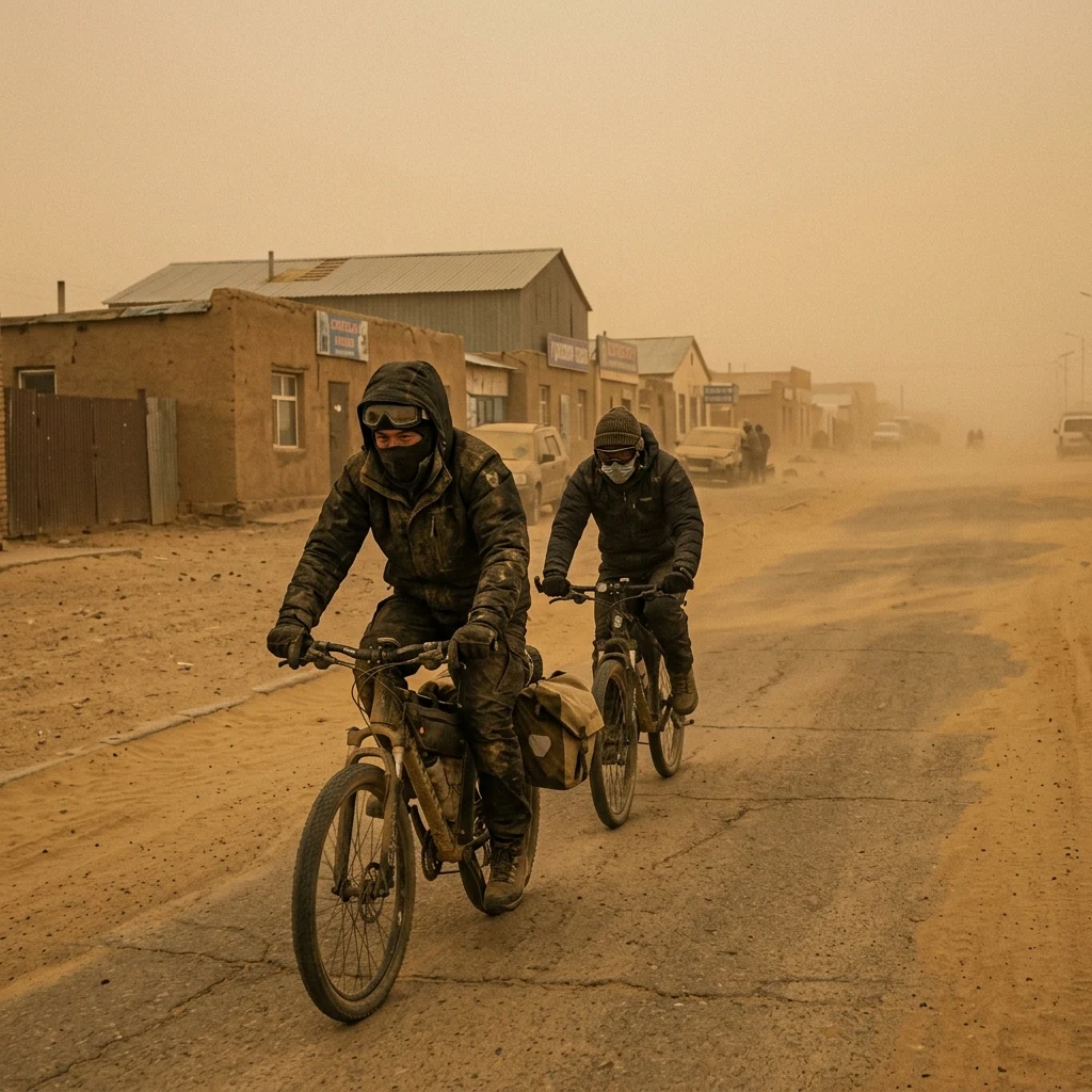 A yellow dust event over a Gobi-edge town