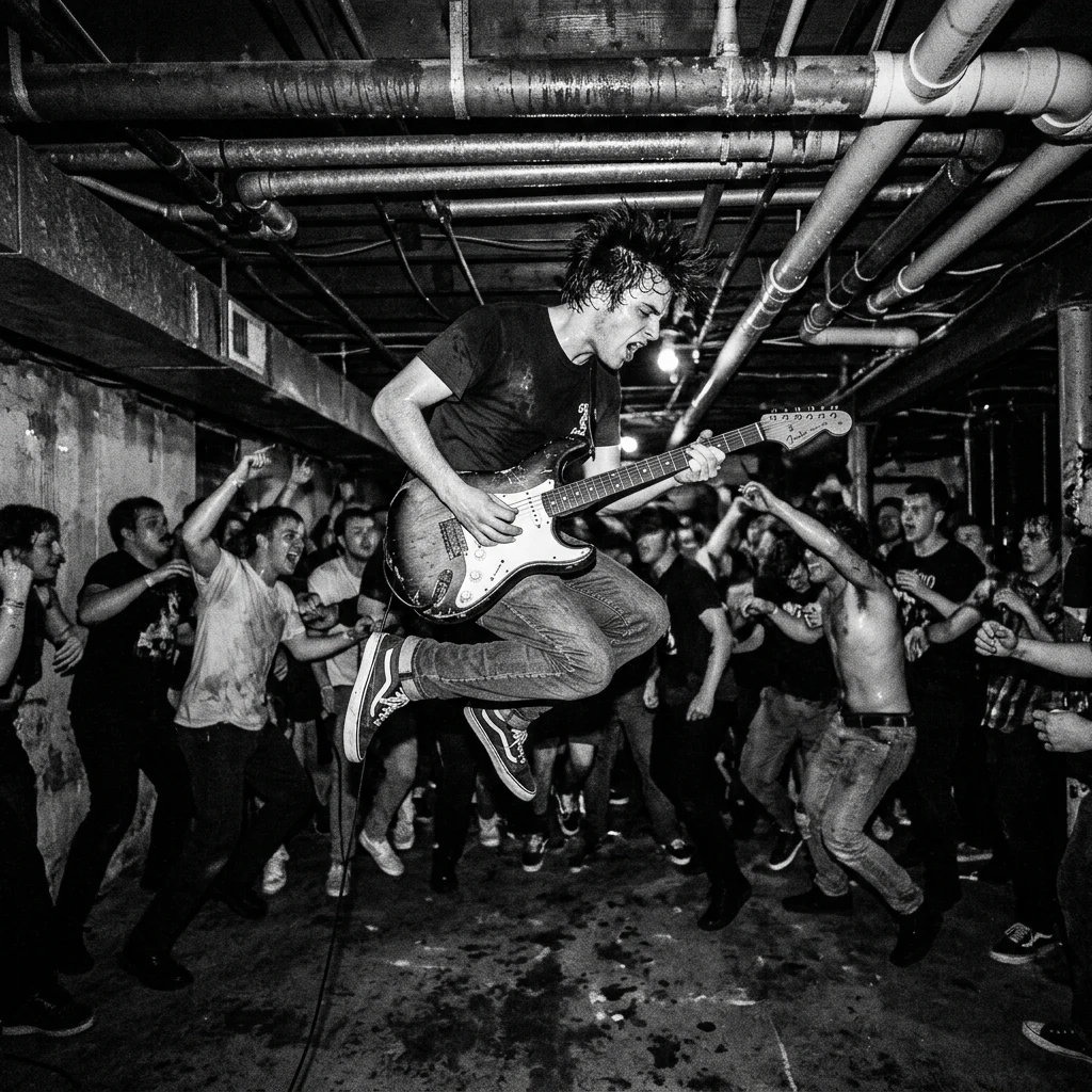 A DIY basement show shot on pushed black and white