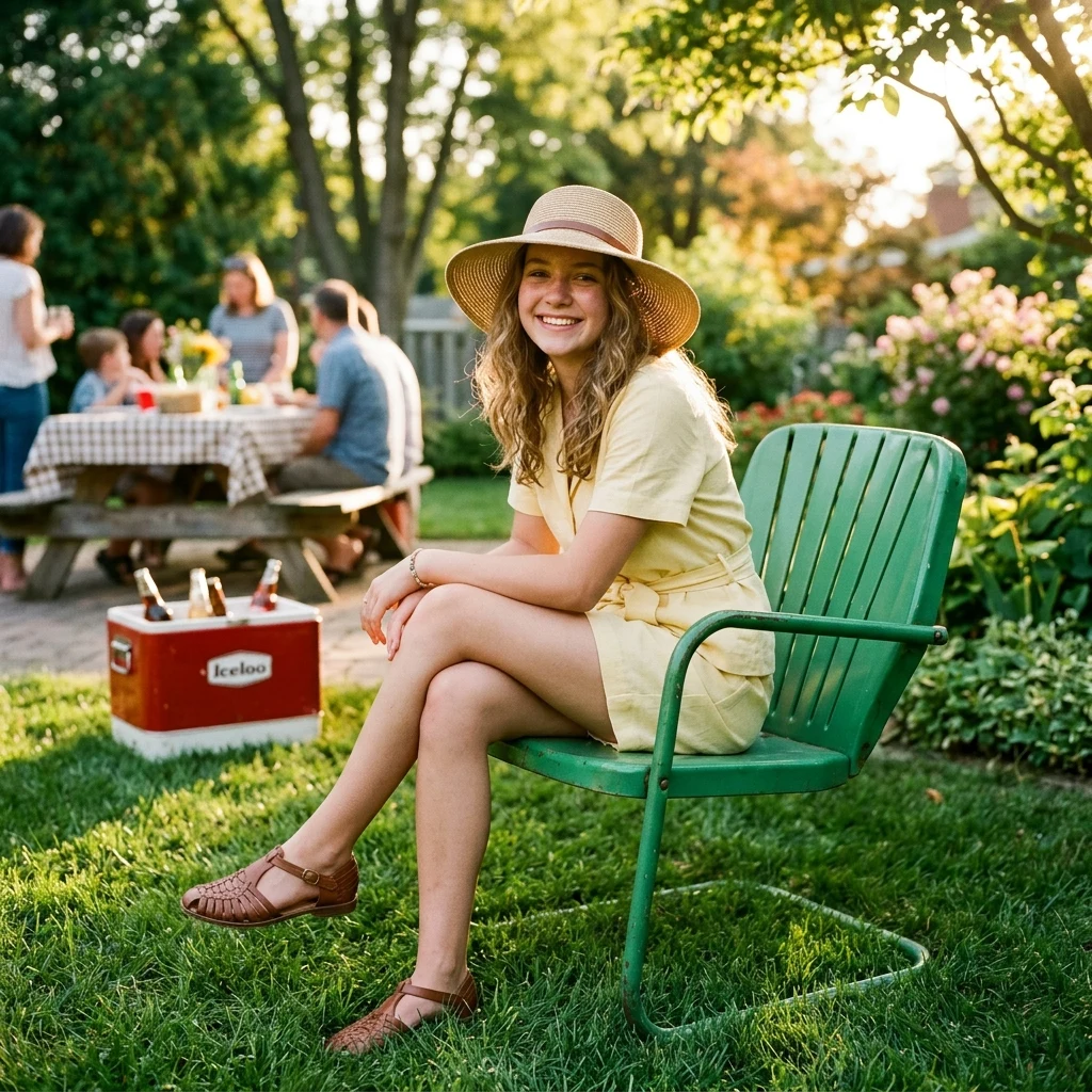 Summer afternoon in a sunny backyard