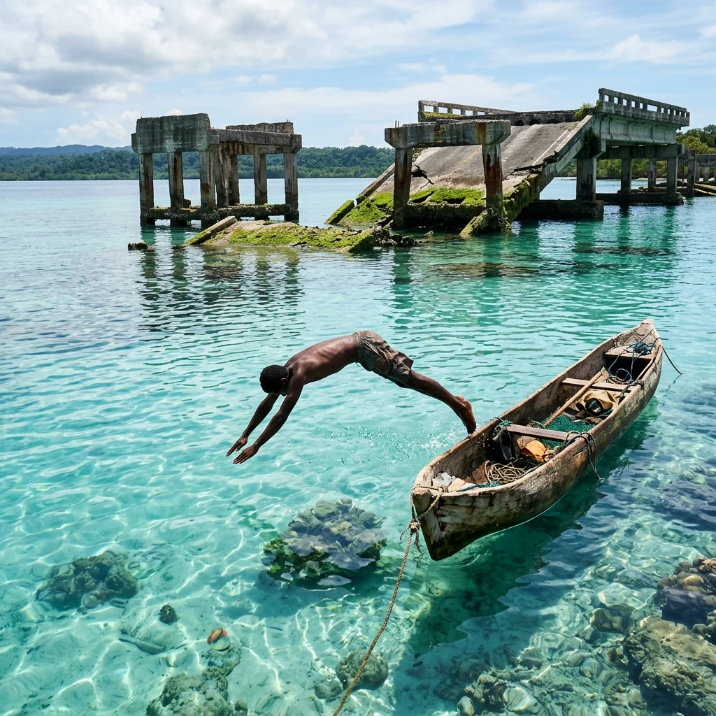 Diving into clear tropical water