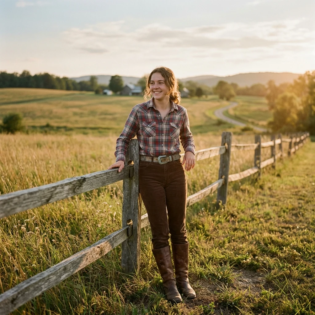 Golden hour in a quiet country field