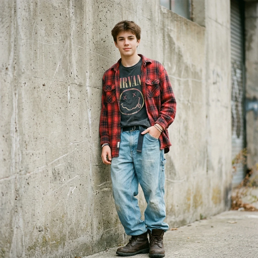 Young person in casual layered streetwear