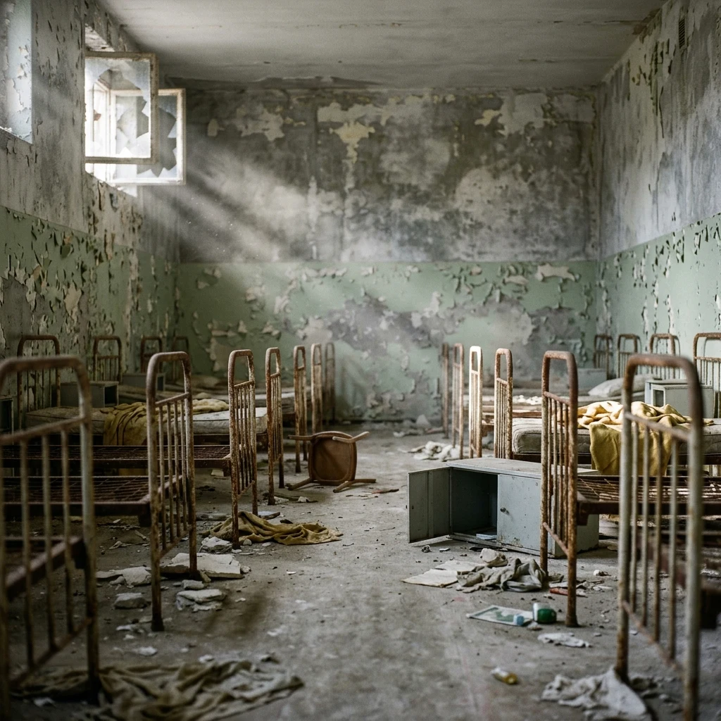 Sunlight in an abandoned hospital ward