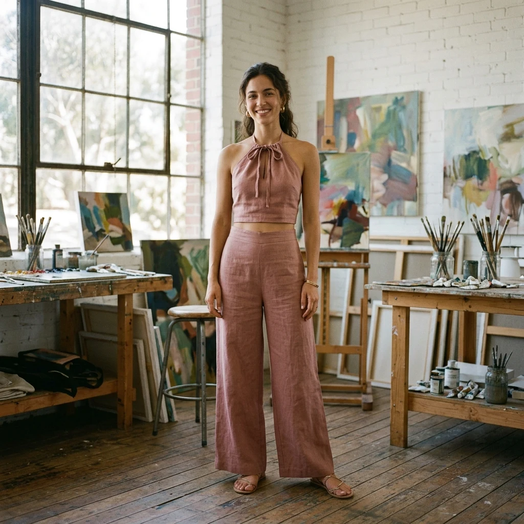 Artist in a bright sunlit studio