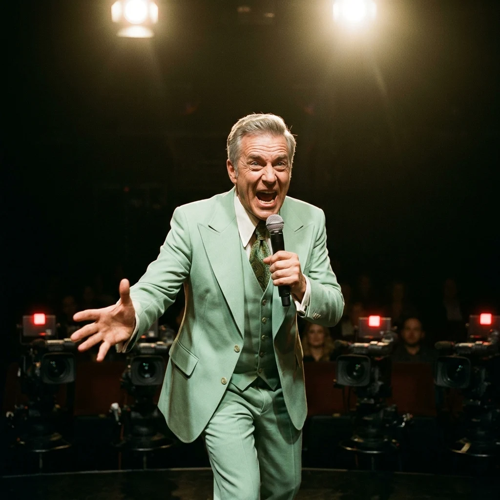 Television speaker on a bright stage