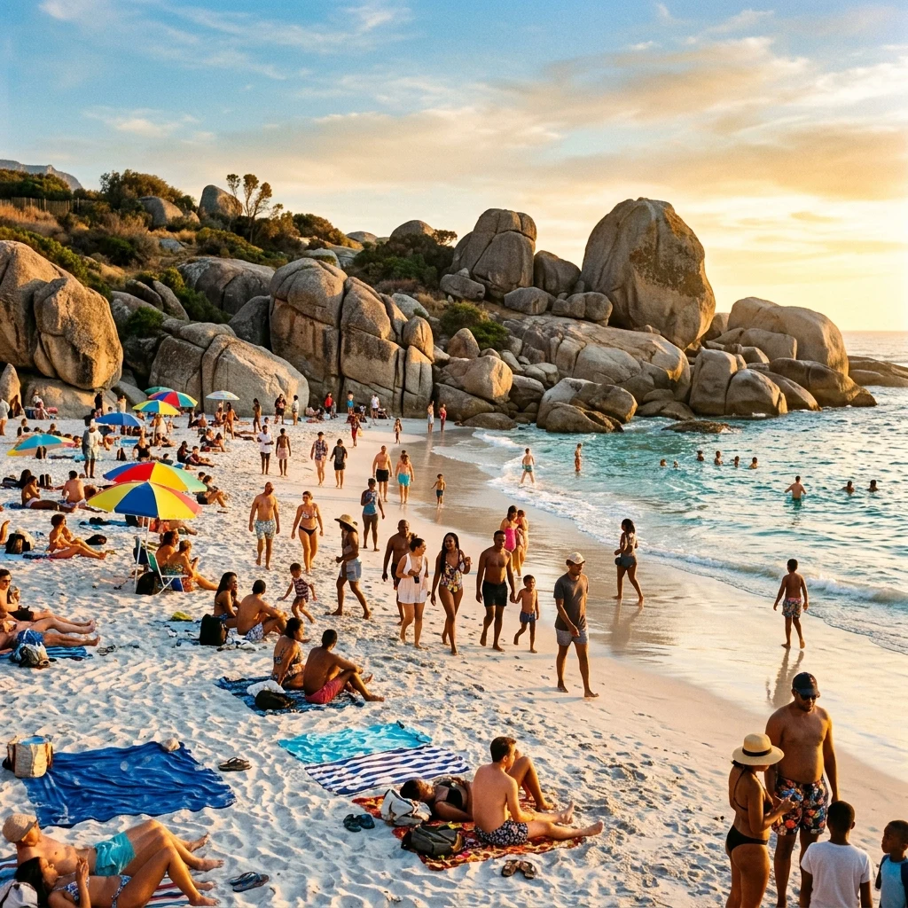 People enjoying a sunny day at the beach