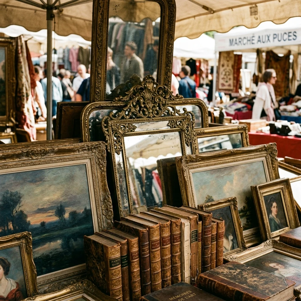 Antique treasures at a flea market