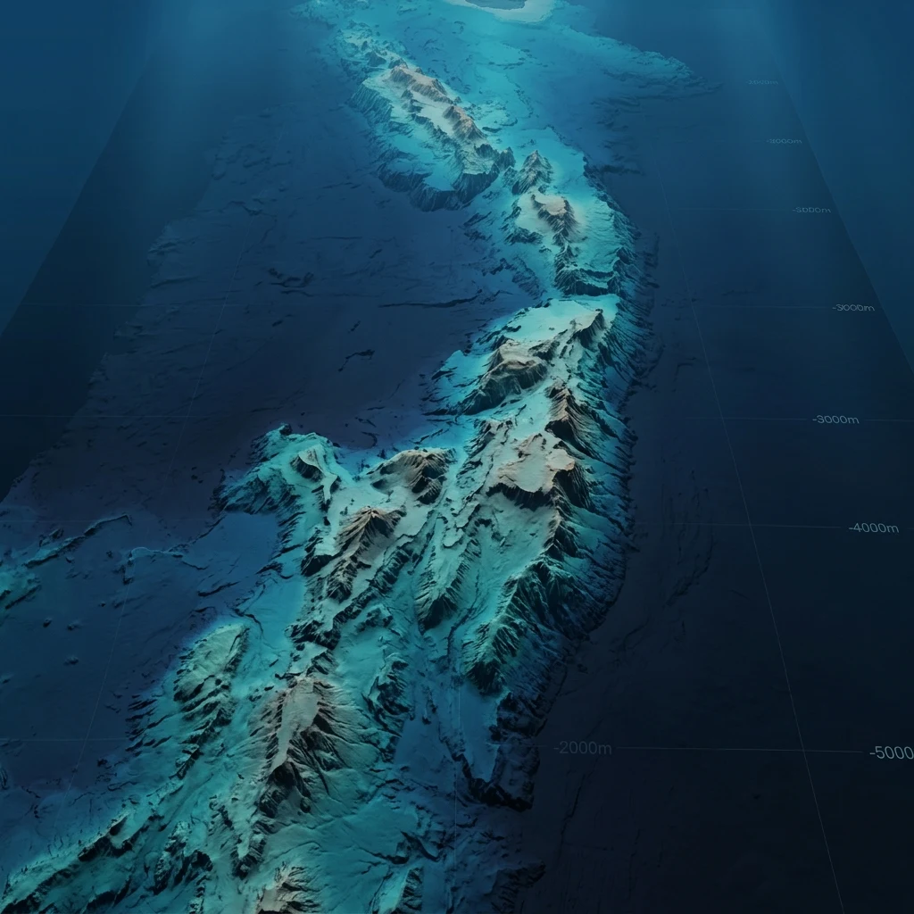 Underwater mountain range model