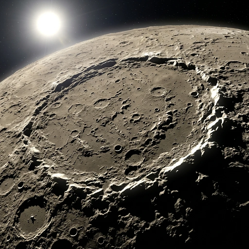 An orbital view of the ring of mountains forming Caloris Montes on Mercury