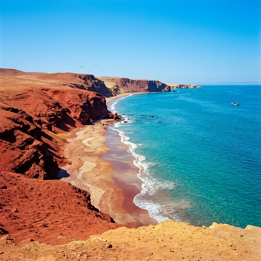 A dramatic view of the stark desert beaches of Paracas