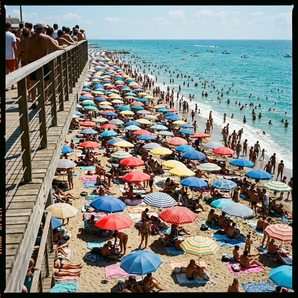A Coney Island Saturday photographed from the boardwalk on a 200mm