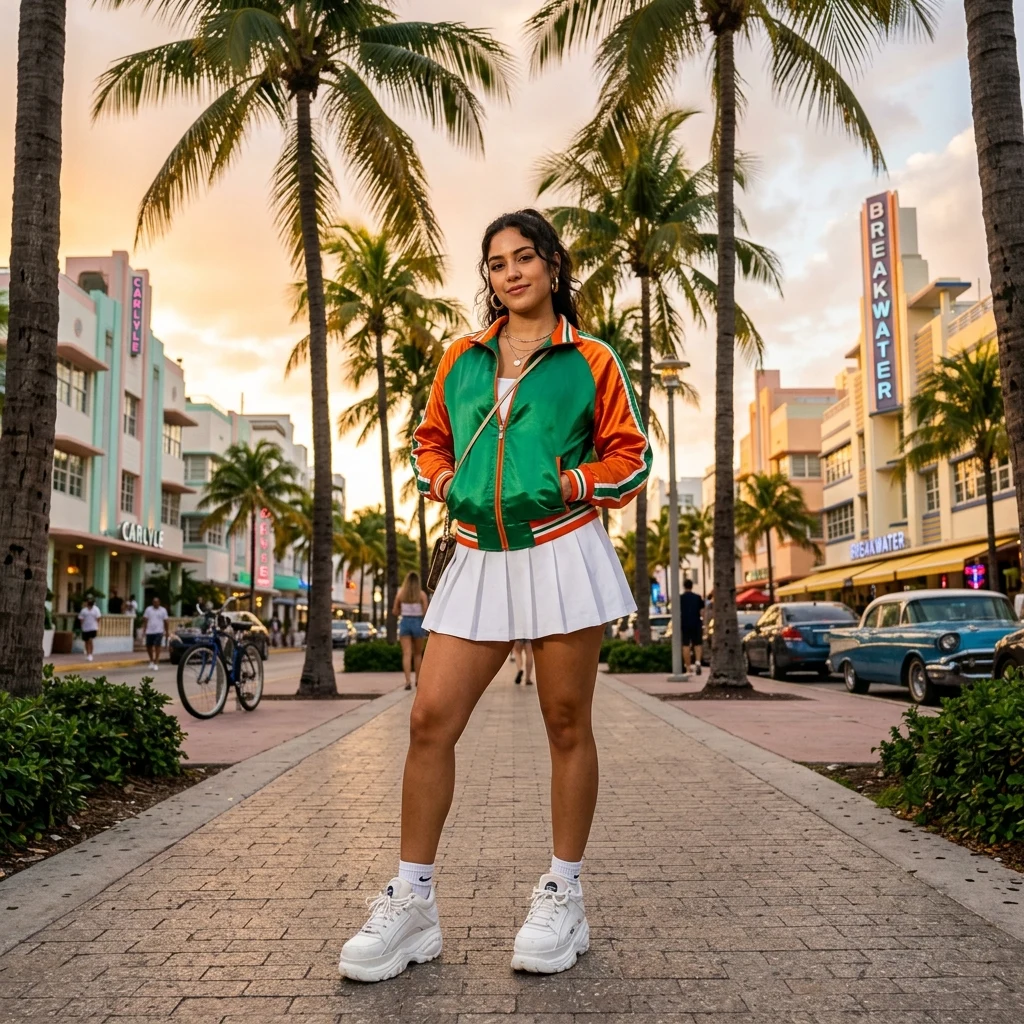 Stylish person on a sunny sidewalk