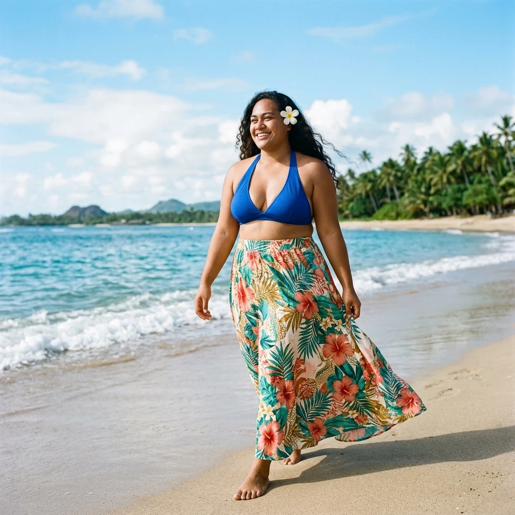 Stroll along a sunny tropical shoreline