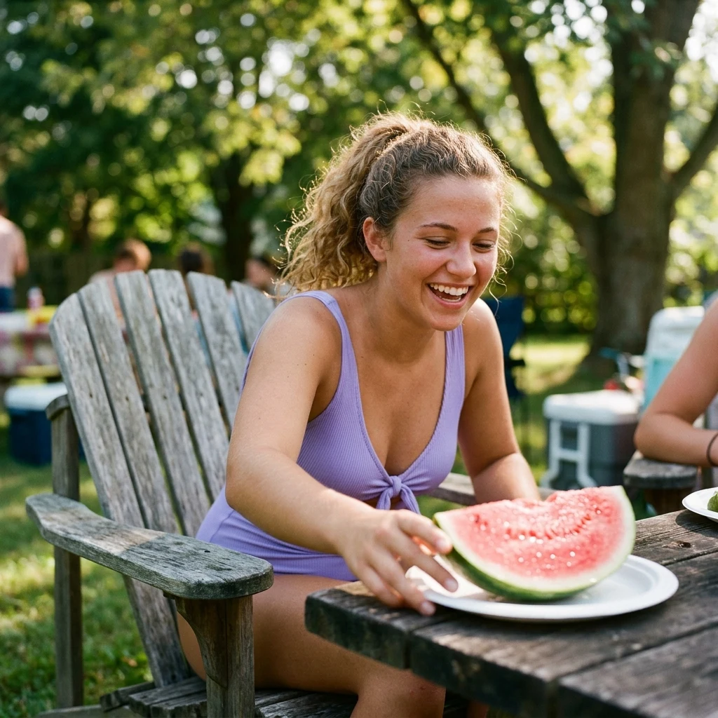 Summer afternoon snack in the backyard