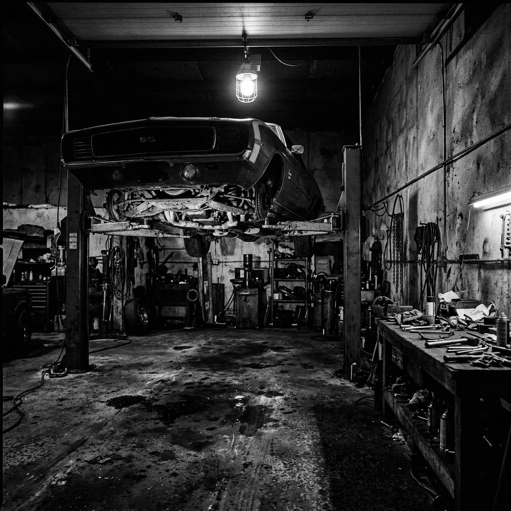 Classic car in a quiet garage