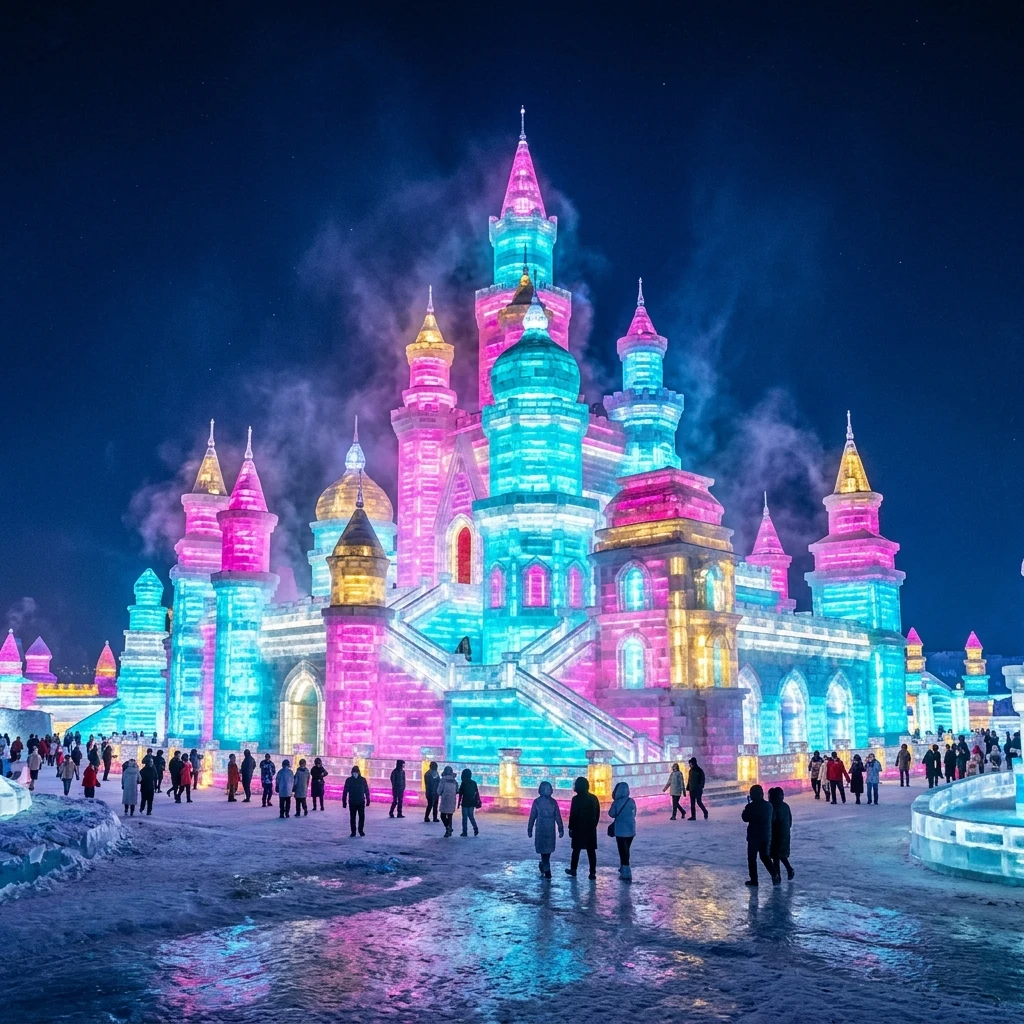 A winter light festival in Harbin