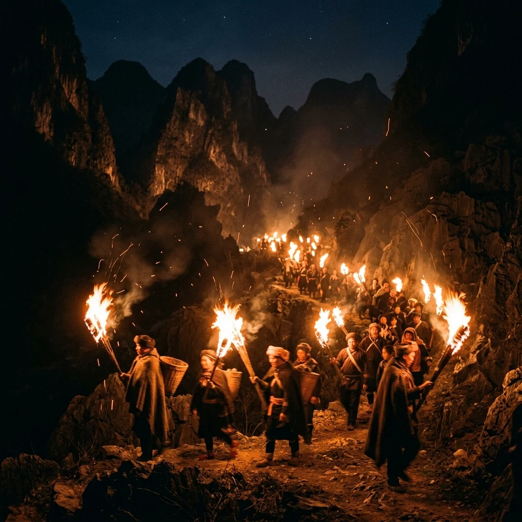A traditional Torch Festival in Southwestern China