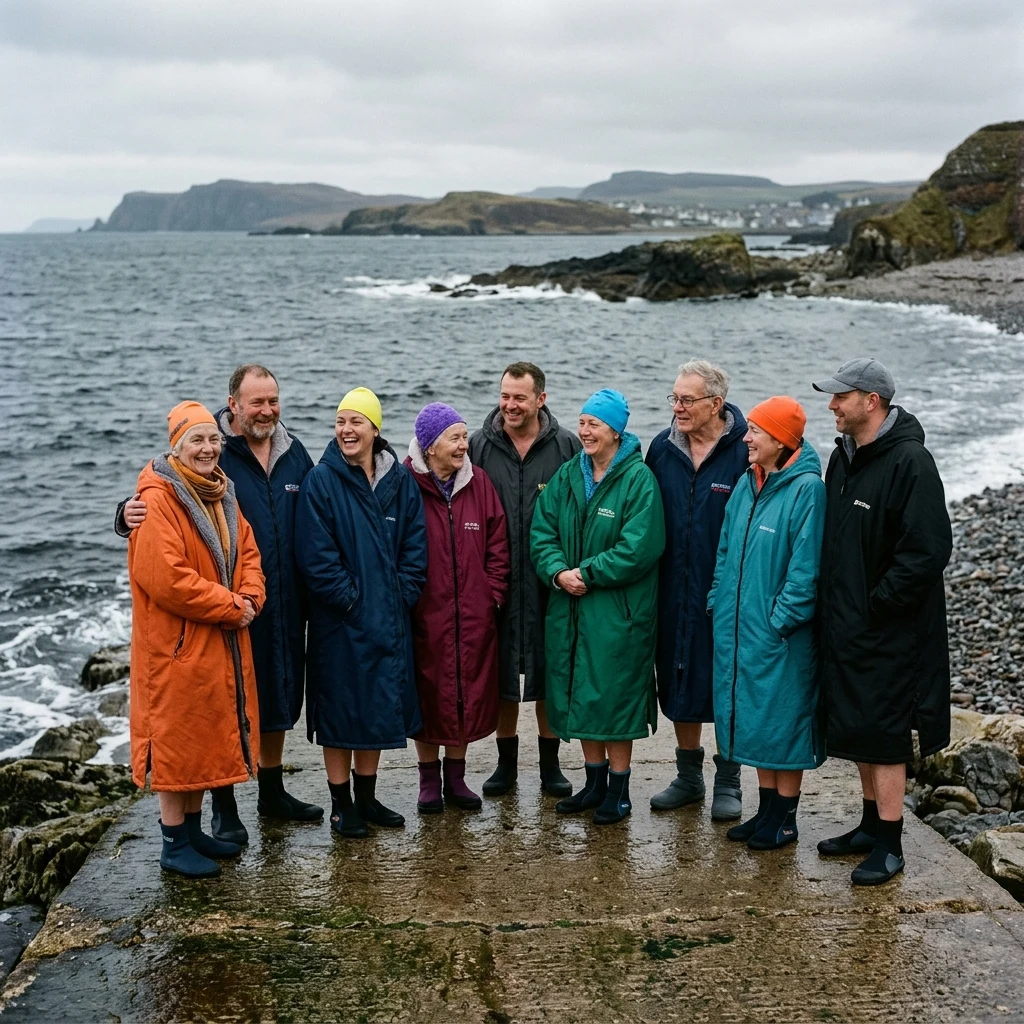 A cold-water swimming club in February