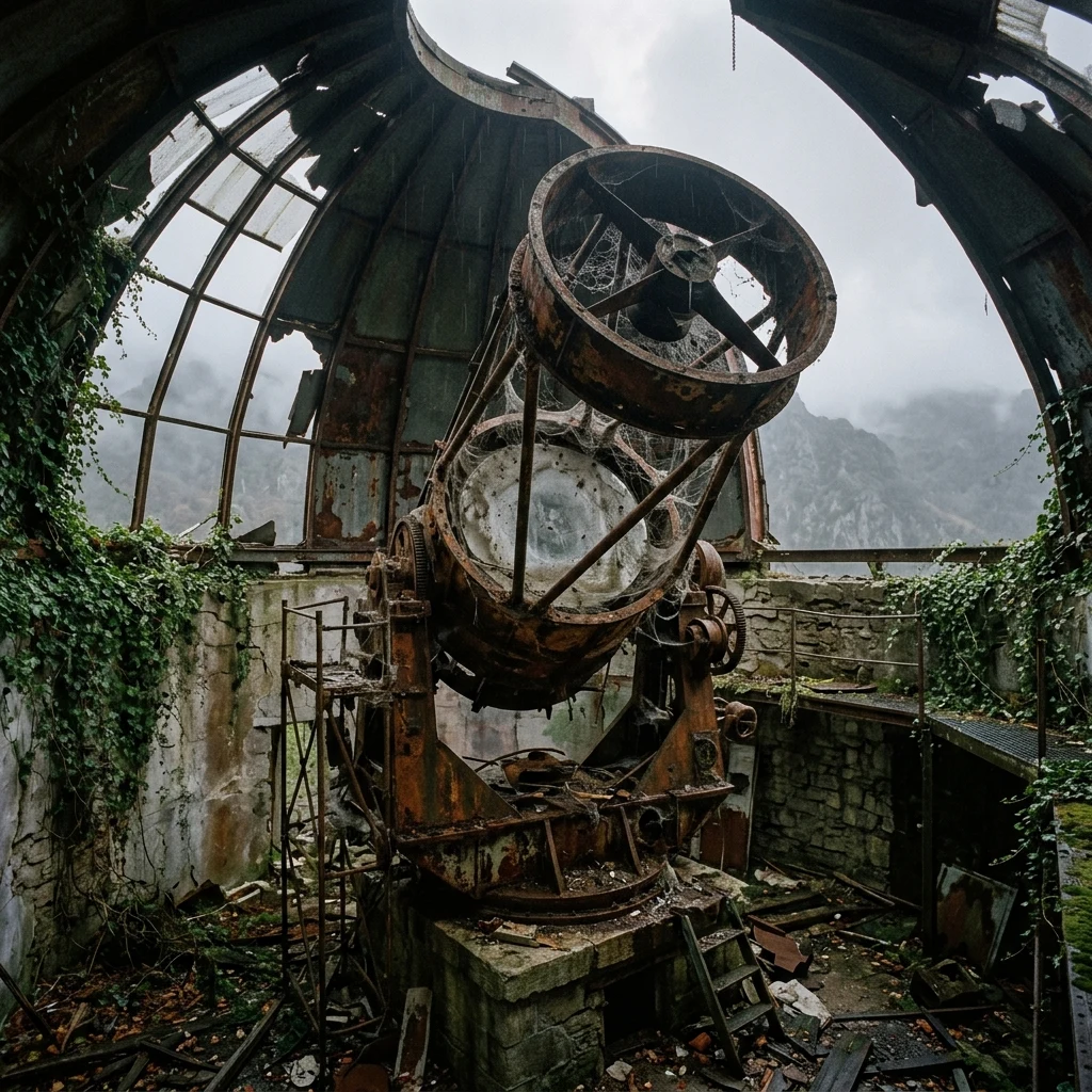 Old telescope in a quiet mountain observatory