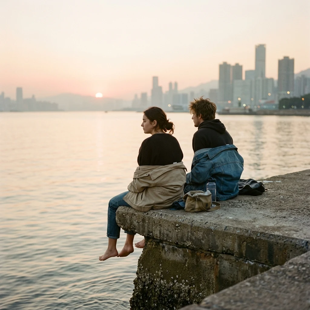 Sunrise on a seawall after an all-nighter