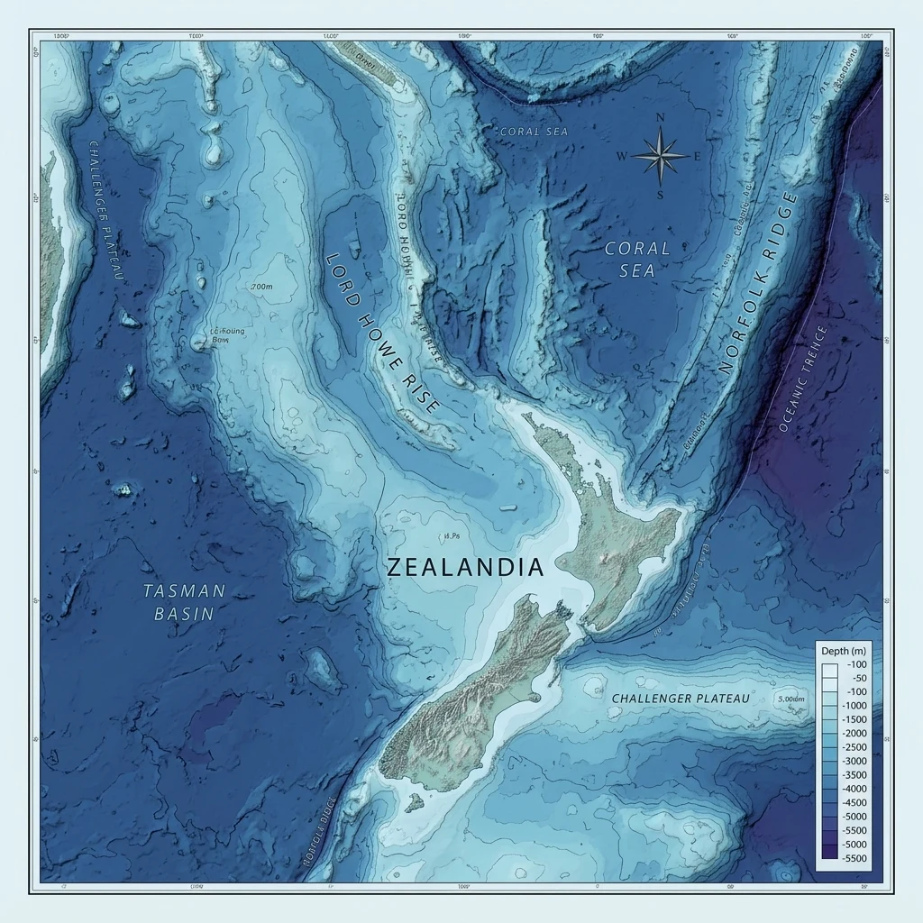 Topographical map of the underwater seafloor