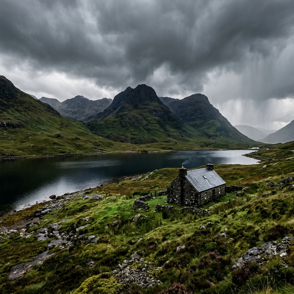 A wide-angle landscape shot of the dark