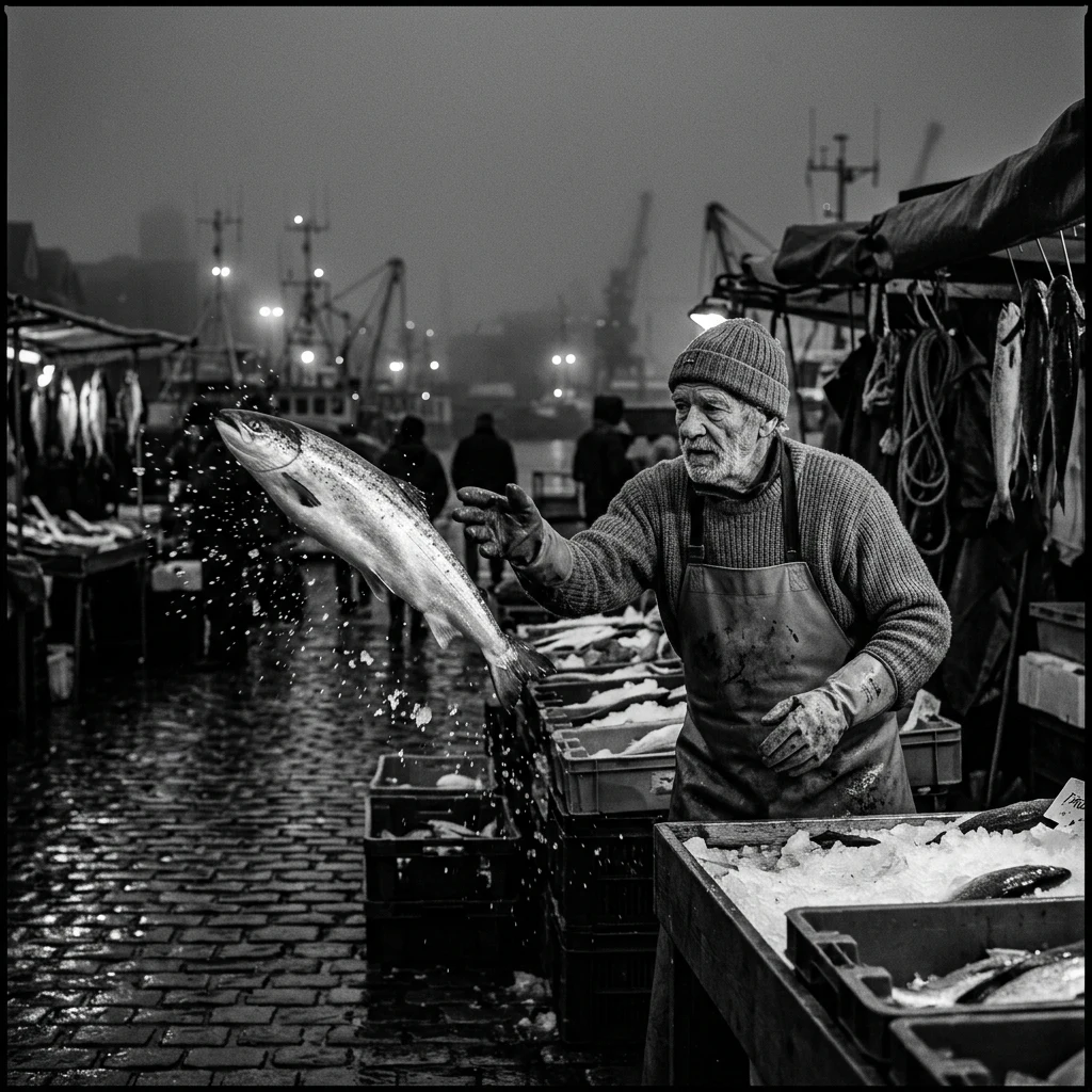 A cold morning at the Pike Place Market in Seattle