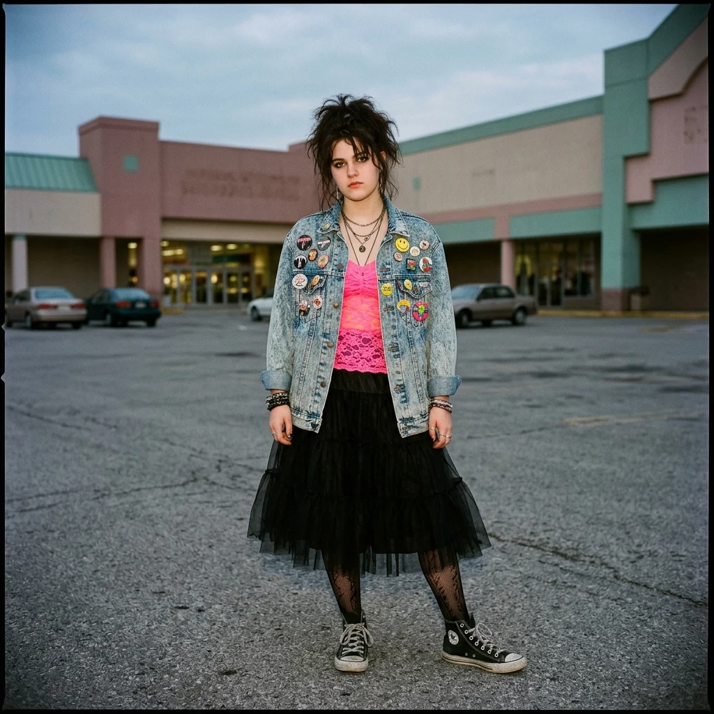 Street style fashion at the suburban mall