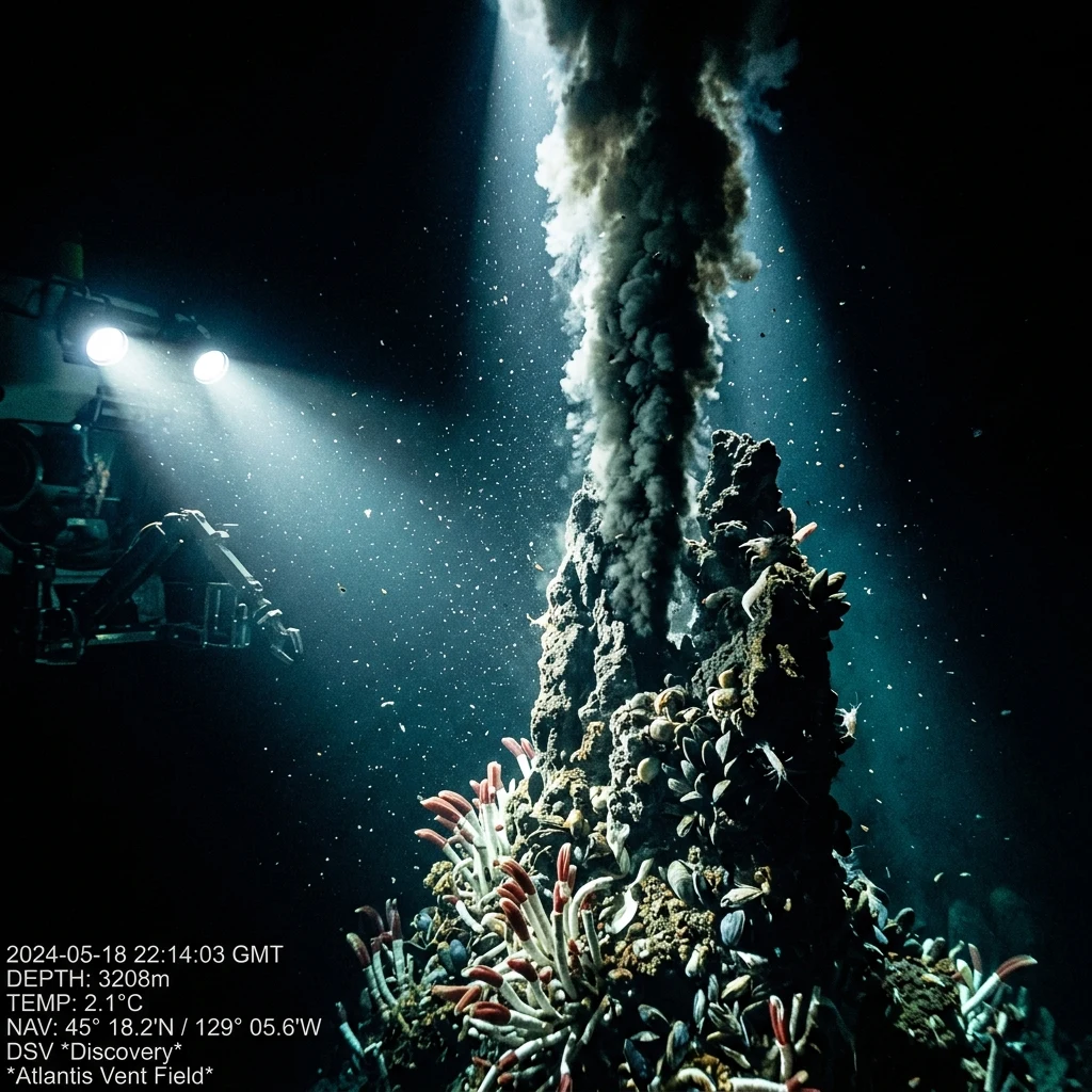 Deep sea vent glowing in the dark