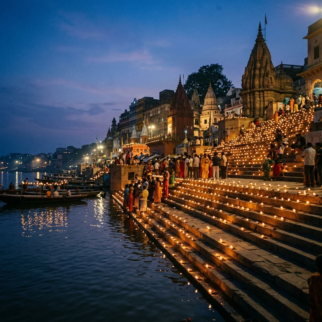 A traditional Diwali celebration in Varanasi