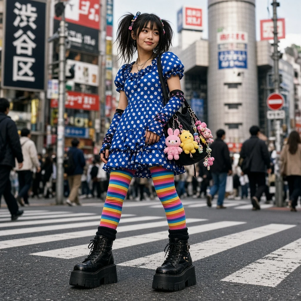 An early 2000s Japanese Harajuku streetwear look