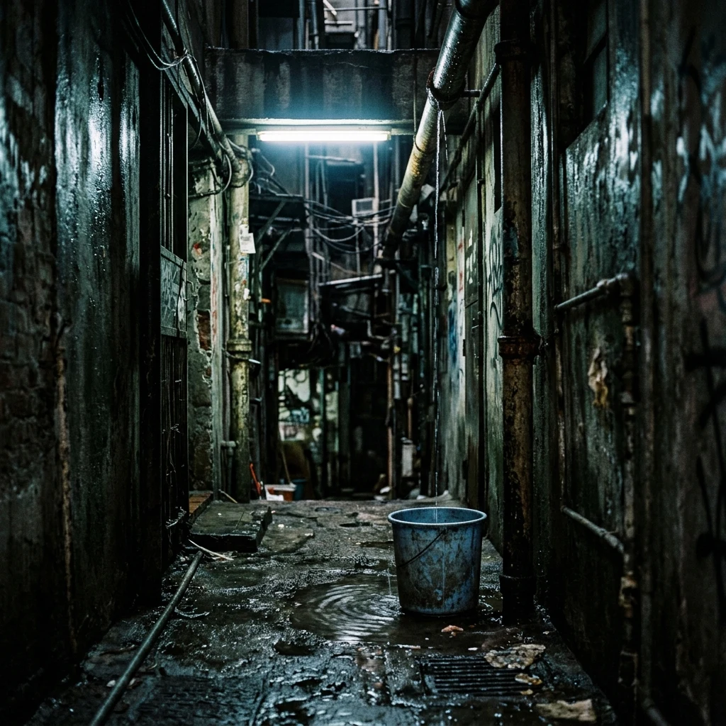 Damp alleyway in the city