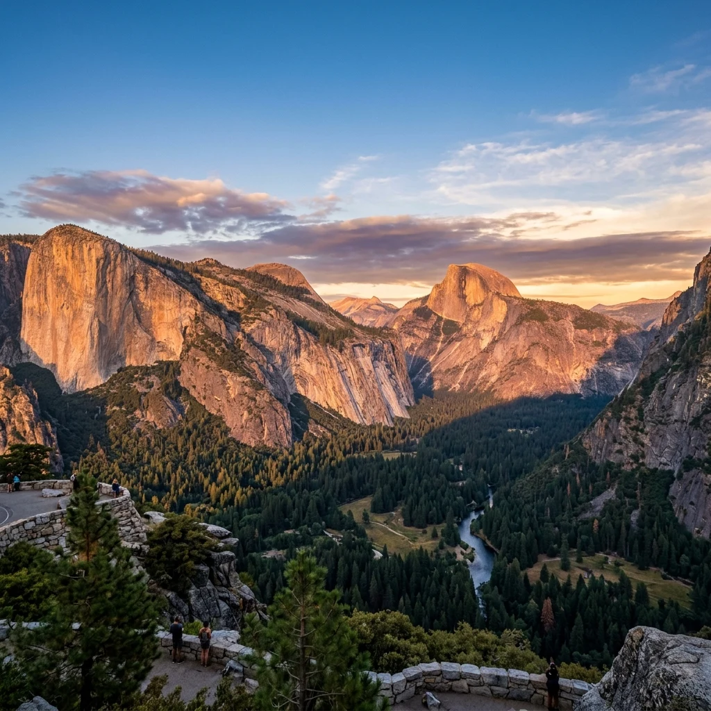 Golden sunset over the granite valley