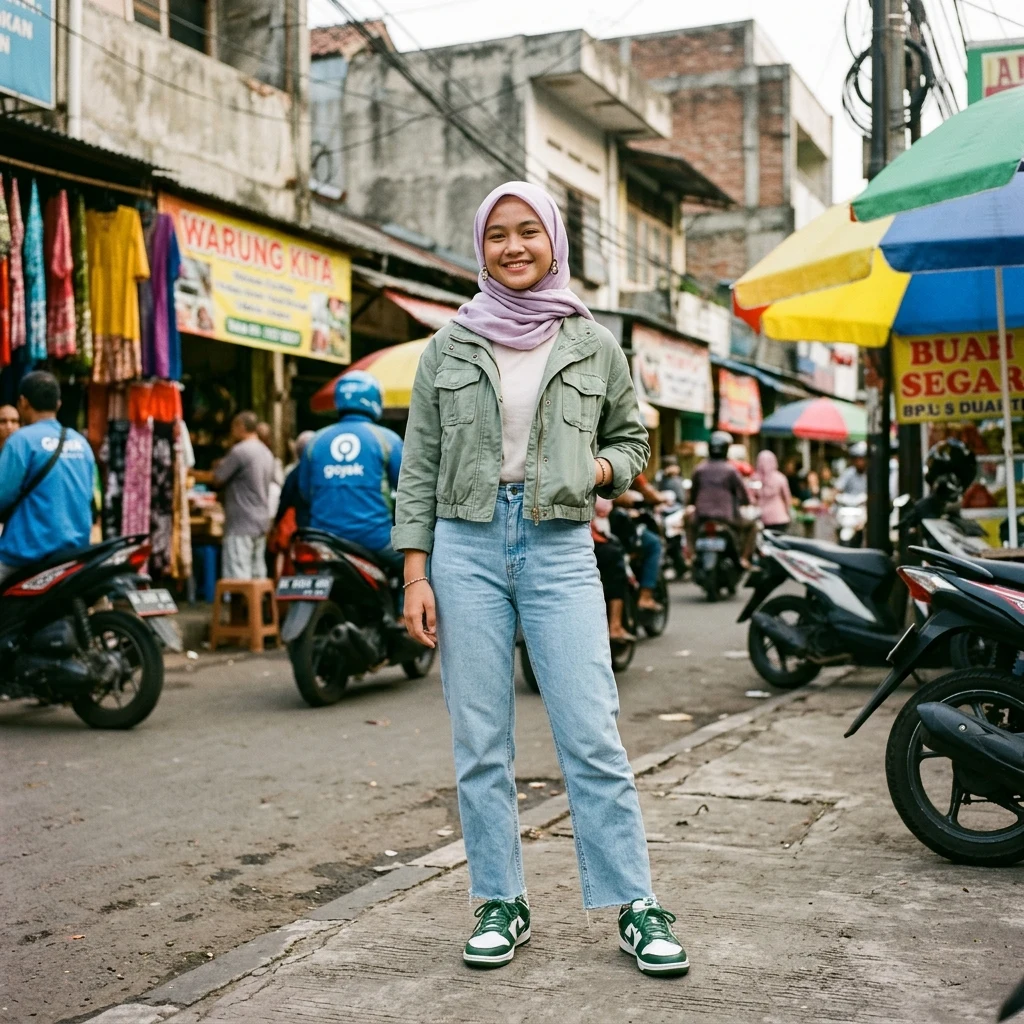 Casual urban style on a city street