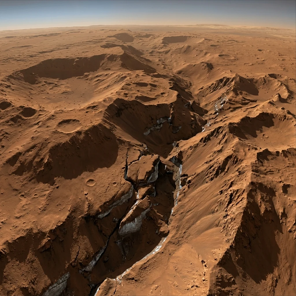 A 3D render of glaciated valleys in Phlegra Montes