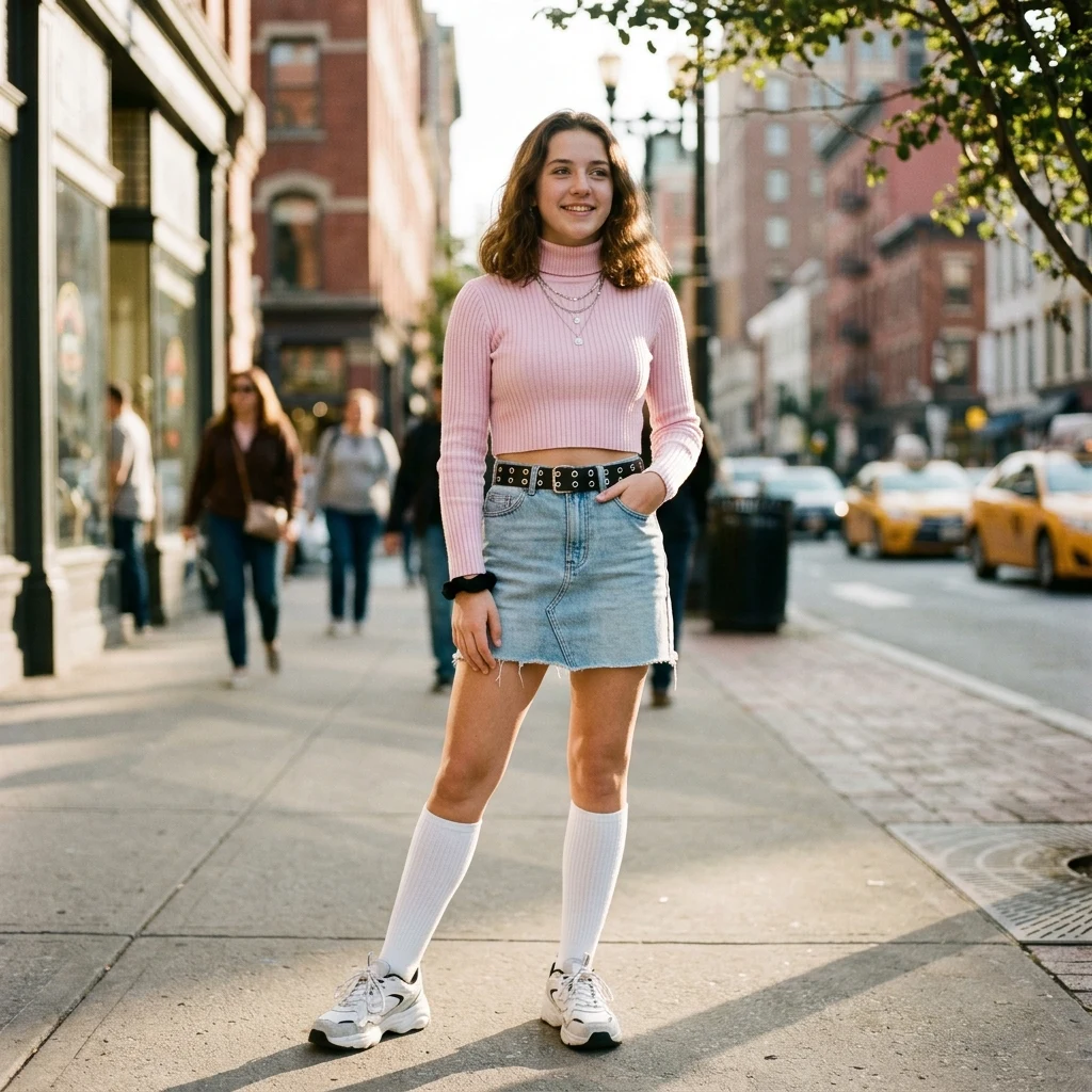 Casual street style on a sunny afternoon