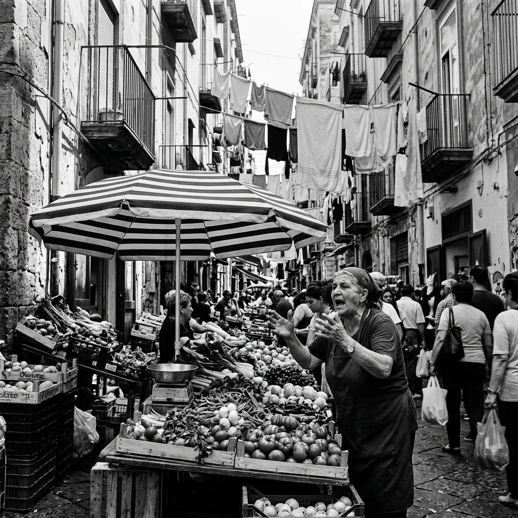 A vegetable market in Naples