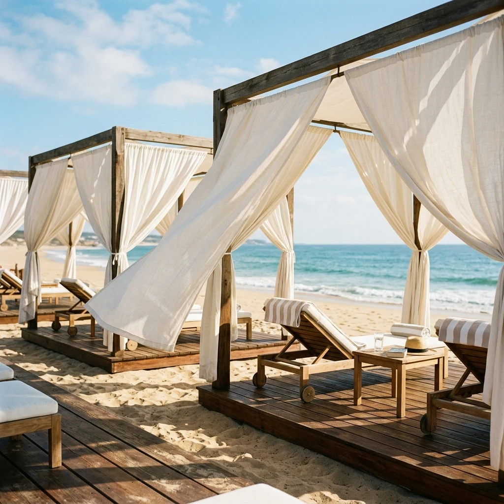 A chic beach club setup on the sands of José Ignacio