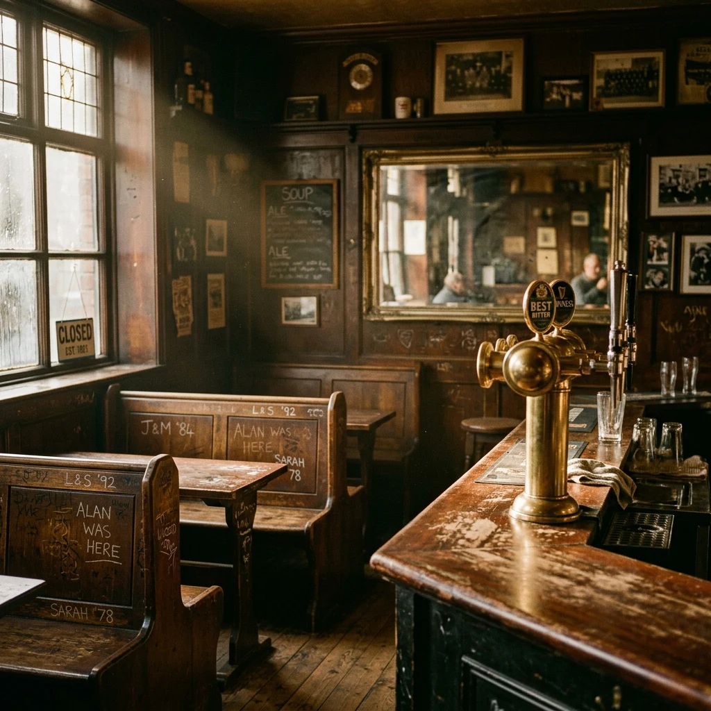 Quiet neighborhood pub in the afternoon light