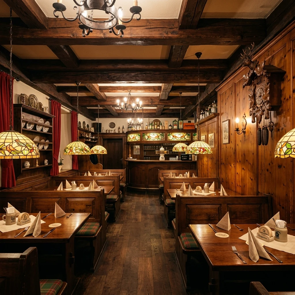 An empty classic German-style supper club
