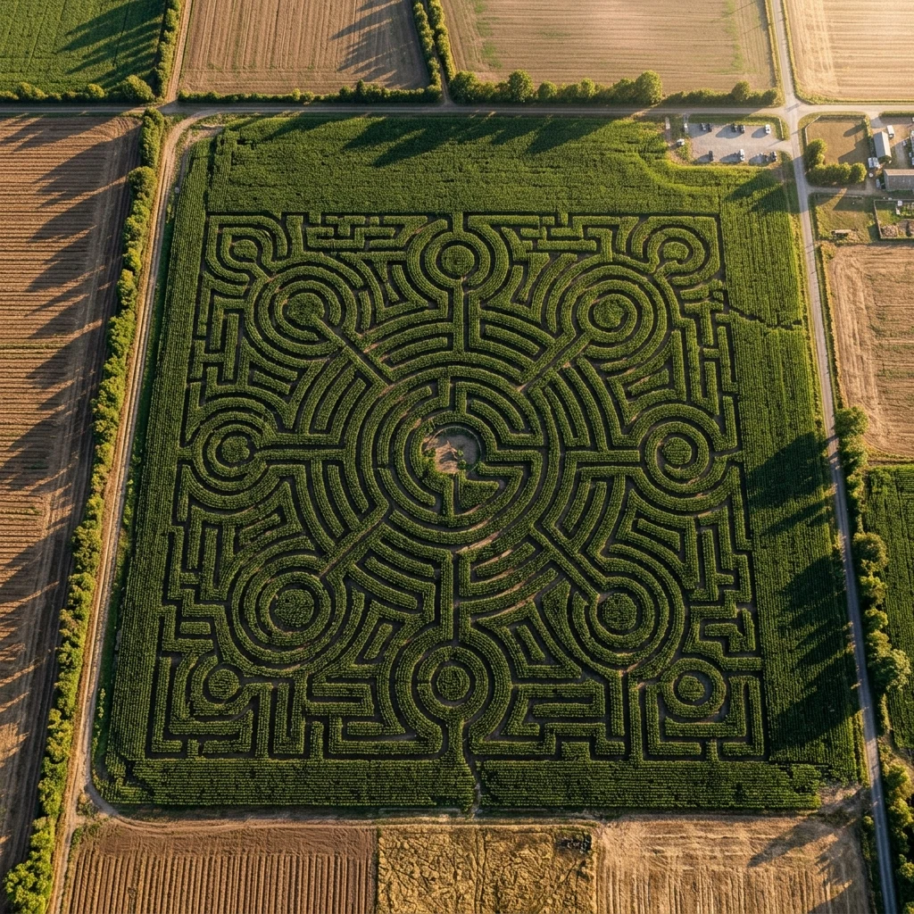 Geometric corn maze from above