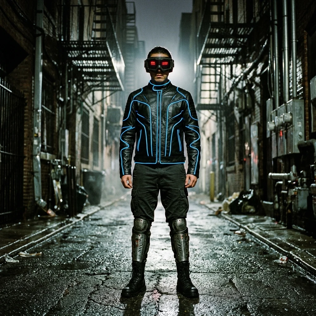 Person in a rain drenched alleyway