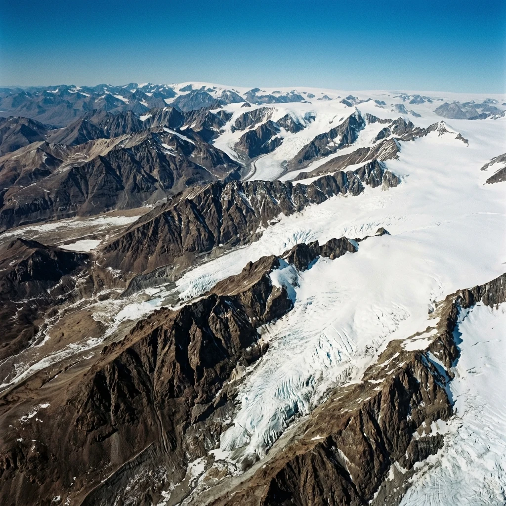 Jagged mountain peaks and icy valleys