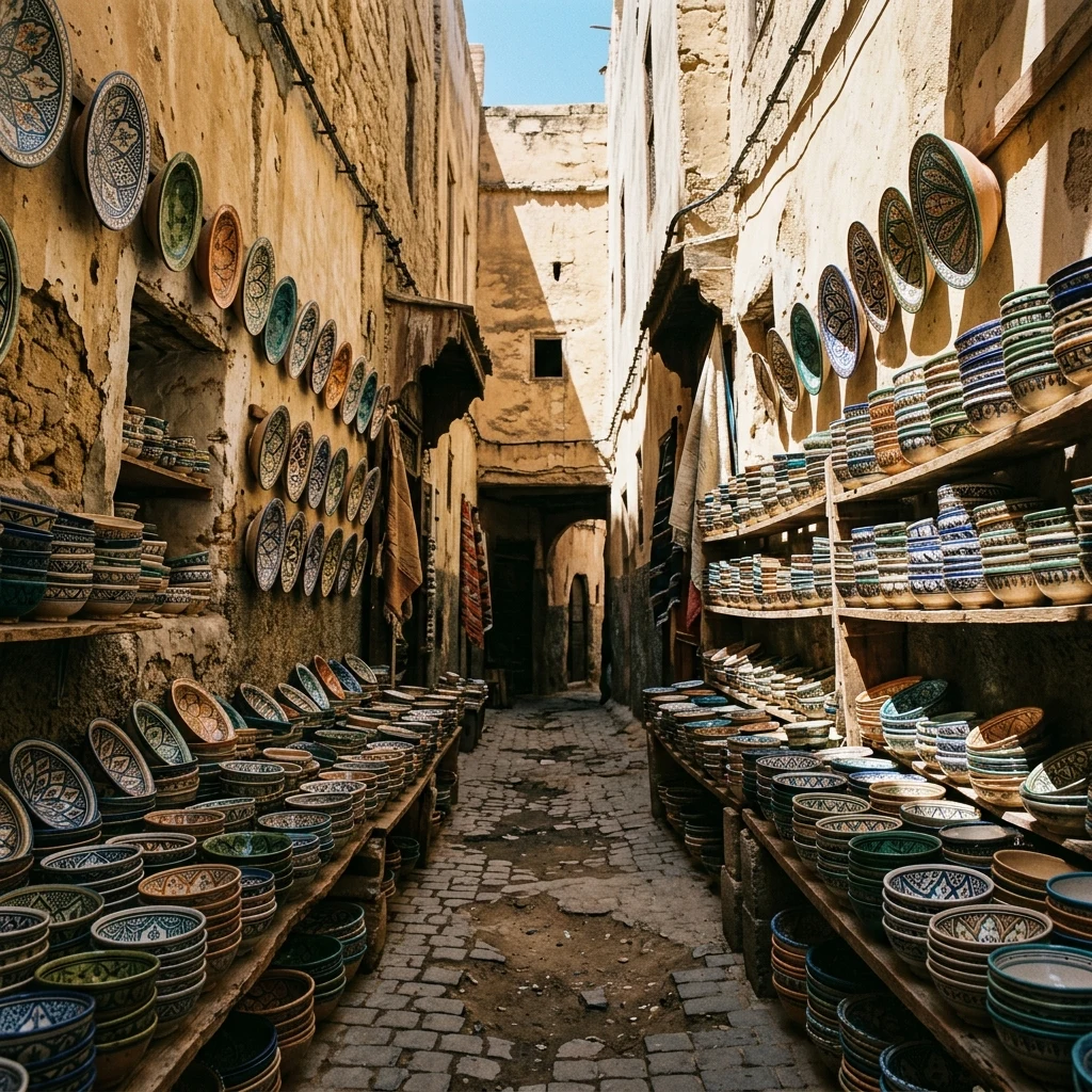 A pottery market in Fez